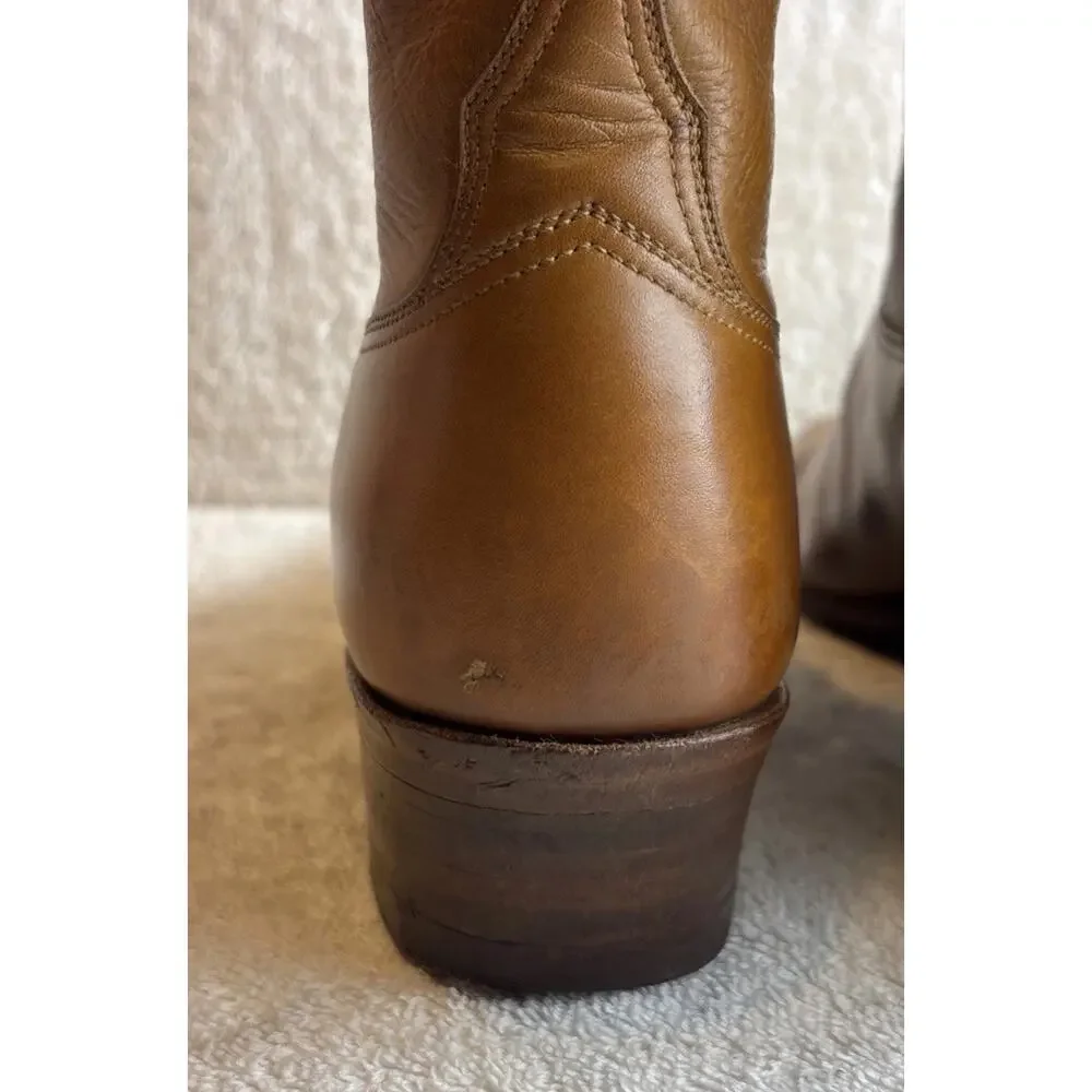 Vintage Lucchese Boots Womens 8 C San Antonio Brown Western Narrow Square Toe